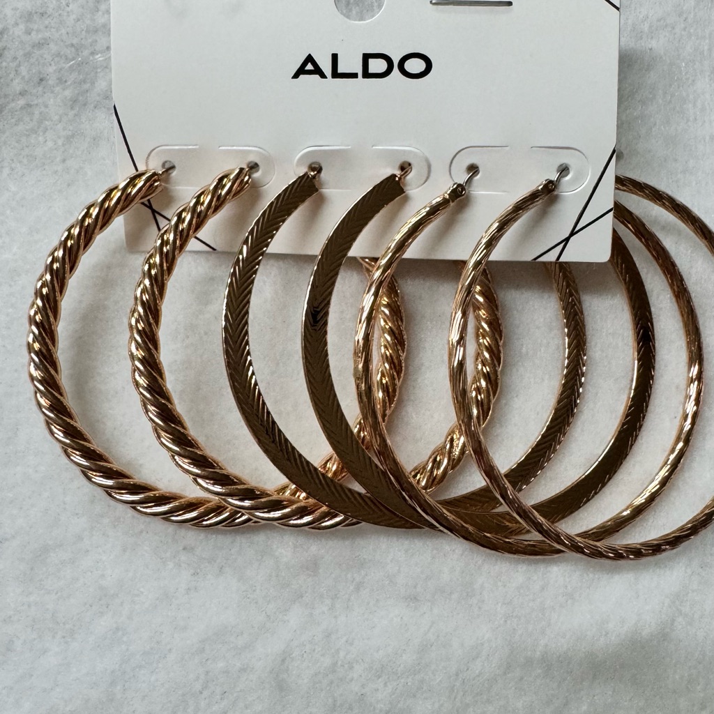 Babendro- Aldo Gold Tone 3 Pairs Hoops Earring